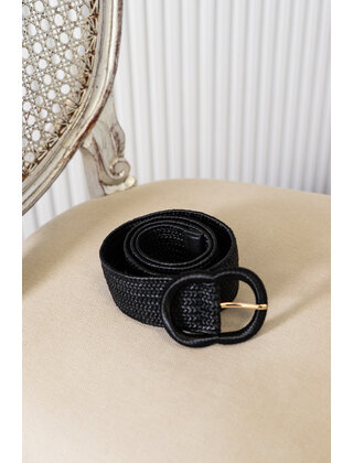 Riem gevlochten breed - zwart