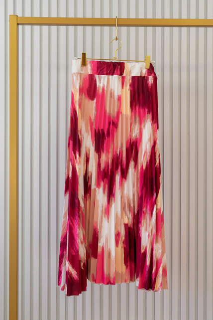 Rok Amber - dessin fuchsia/wit