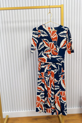 Jurk Jenny - blauw/oranje