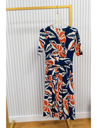 Jurk Jenny - blauw/oranje