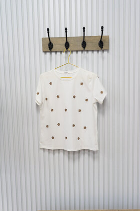 Shirt  Sophie - wit/bruin