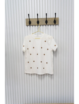 Shirt  Sophie - wit/bruin