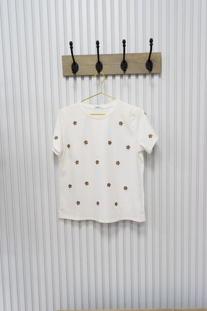 Shirt  Sophie - wit/bruin