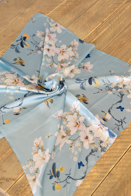 Sjaaltje bloemenprint - lichtblauw