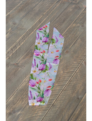 Sjaal smal - bloem roze