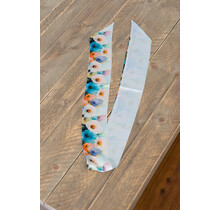 Sjaal smal - bloem blauw/zachtgeel