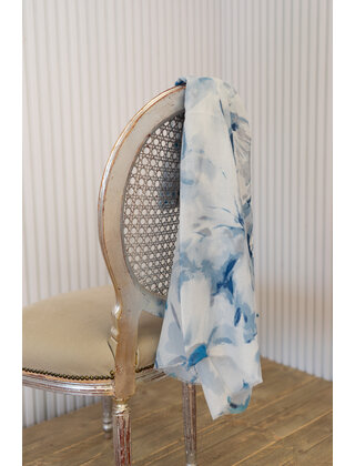 Sjaal grote bloem - blauw/grijs