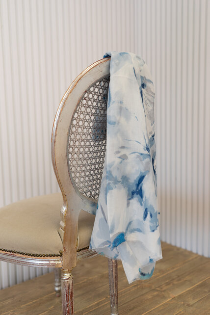 Sjaal grote bloem - blauw/grijs