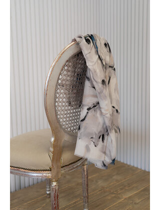 Sjaal grote bloem - beige/grijs