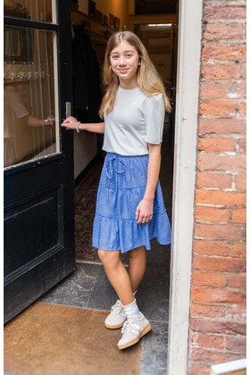 Rok Veronie - print lichtblauw/wit