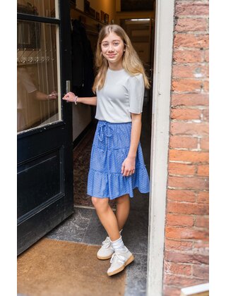 Rok Veronie - print lichtblauw/wit