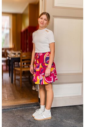 Rok Veronie - print roze/geel