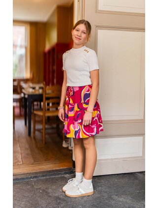 Rok Veronie - print roze/geel