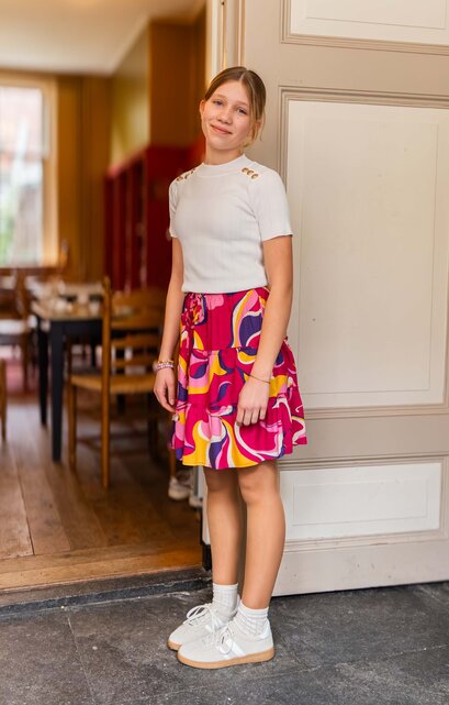 Rok Veronie - print roze/geel