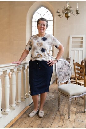 Shirt Eleanor - print camel/marine