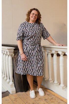 Jurk Amelia - print zwart/bruin