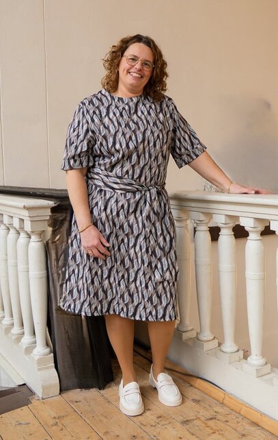 Jurk Amelia - print zwart/taupe