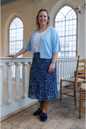 Rok plissé kort model - dessin lichtblauw/donkerblauw