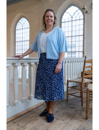 Rok plissé kort model - dessin lichtblauw/donkerblauw
