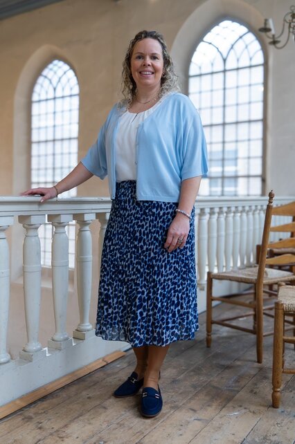 Rok plissé kort model - dessin lichtblauw/donkerblauw