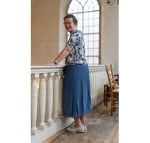 Rok plissé kort model - grijsblauw