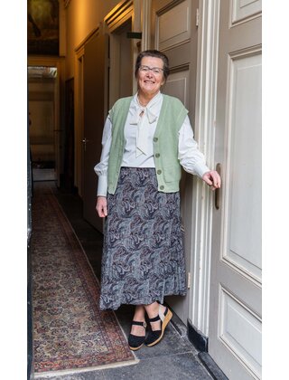 Rok plissé kort model - paisley zwart/groen
