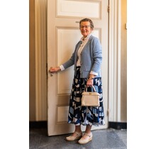 Rok plissé kort model - blauw/wit