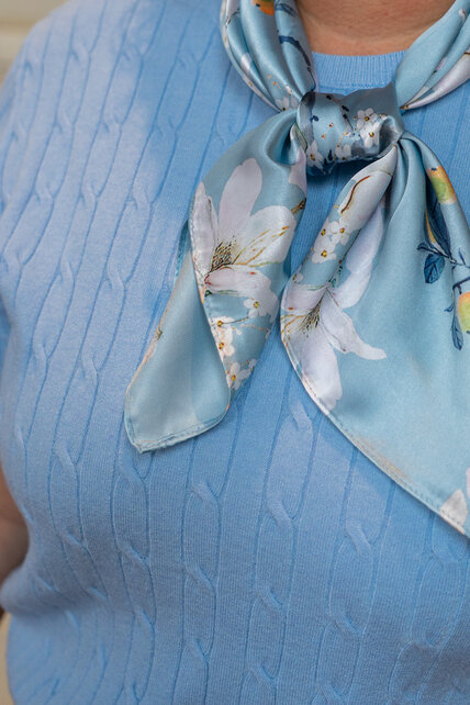 Sjaaltje bloemenprint - lichtblauw