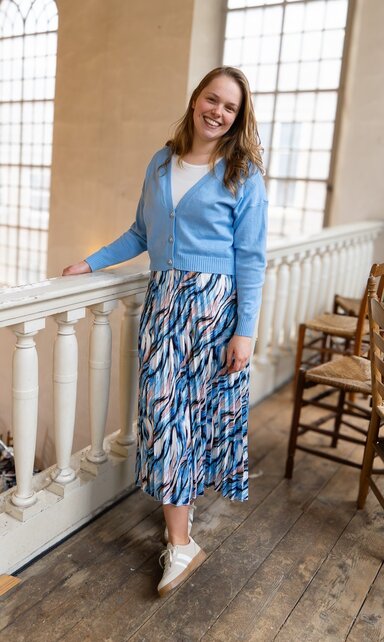 Rok Amber - dessin blauw/wit