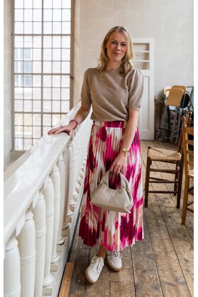 Rok Amber - dessin fuchsia/wit