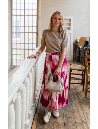 Rok Amber - dessin fuchsia/wit