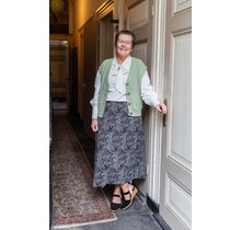 Rok plissé lang model - paisley zwart/groen