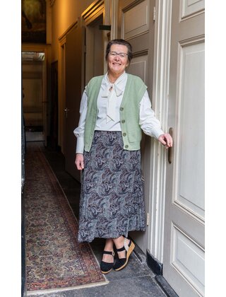 Rok plissé lang model - paisley zwart/groen