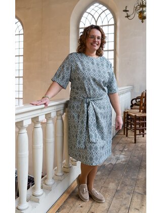 Jurk Amelia - print saliegroen