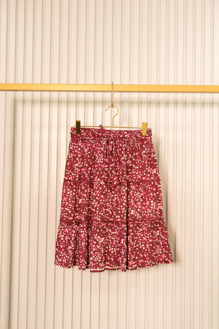 Rok Veronie - print bordeaux/wit