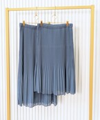 Rok plissé lang model - grijsblauw