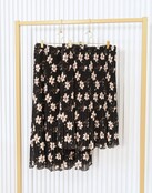 Rok plissé kort model - zwart met bloem