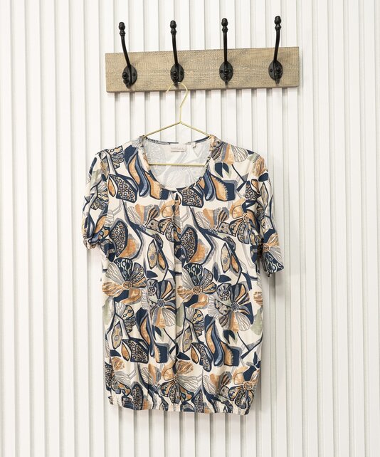Shirt Eleanor - print grijsblauw/marine