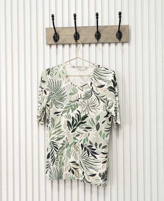 Shirt Coby - bladprint mintgroen