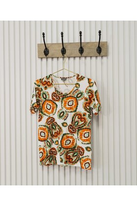 Shirt Coby - print brique/groen