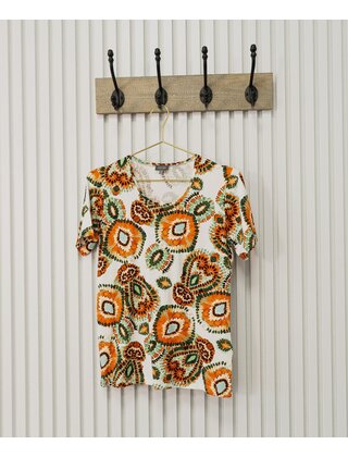 Shirt Coby - print brique/groen