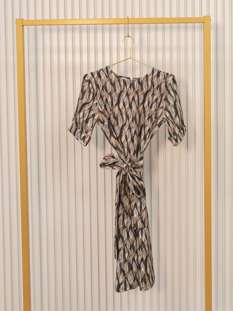 Jurk Amelia - print zwart/bruin