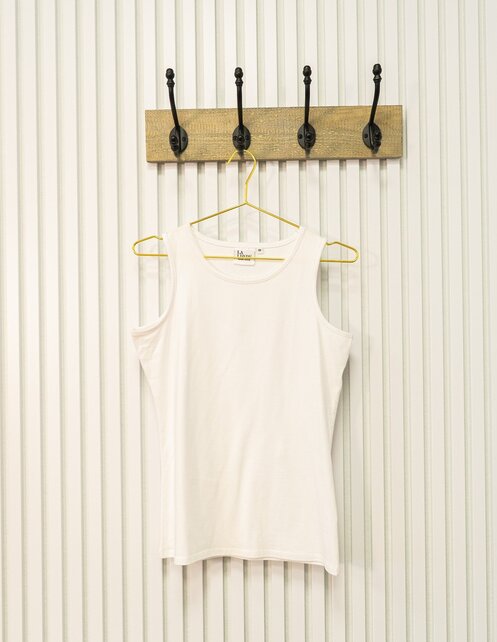 Dames shirt Loes picotrandje zonder mouw - wit