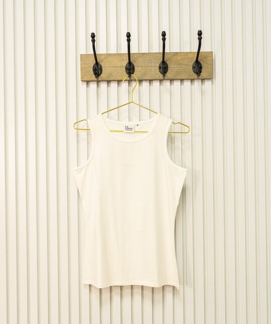 Dames shirt Loes picotrandje zonder mouw - offwhite