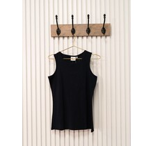 Dames shirt Loes picotrandje zonder mouw - zwart