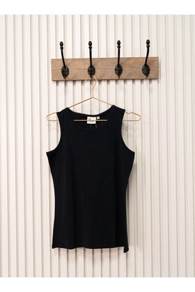 Dames shirt Loes picotrandje zonder mouw - zwart