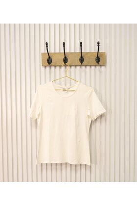 Dames shirt Suus picotrandje korte mouw - offwhite