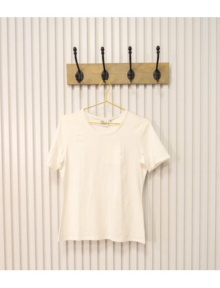 Dames shirt Suus picotrandje korte mouw - offwhite