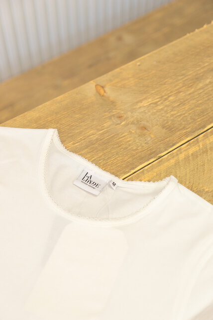 Dames shirt Suus picotrandje korte mouw - offwhite