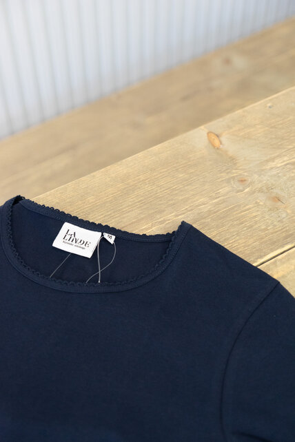 Dames shirt Suus picotrandje korte mouw - marine